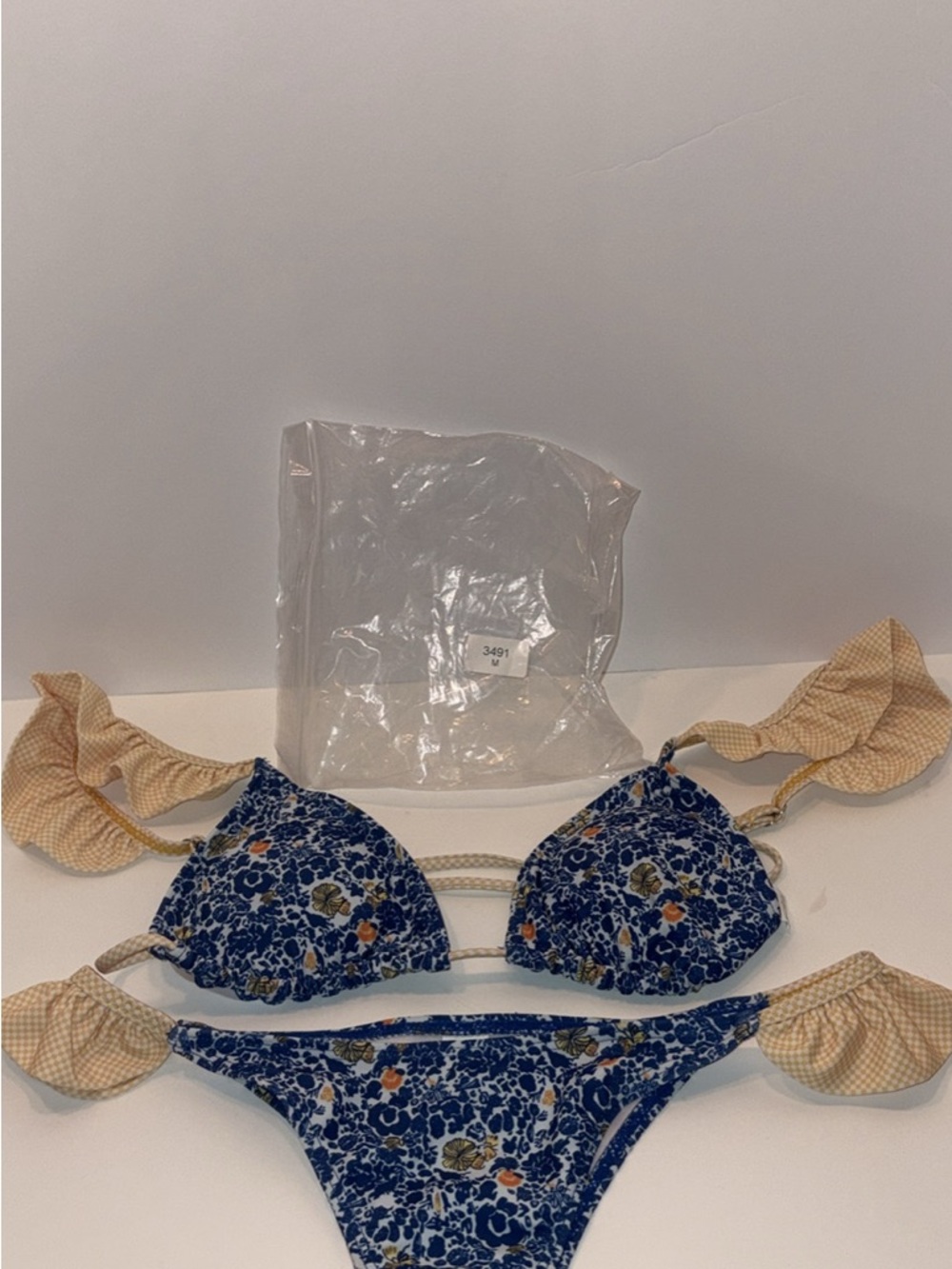 Blue Floral Tie-Side Women's Bikini Set